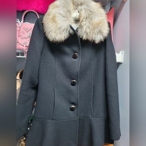 ❤️SOLD❤️Kate Spade Wool Black Ruffle Hem Coat Size XS